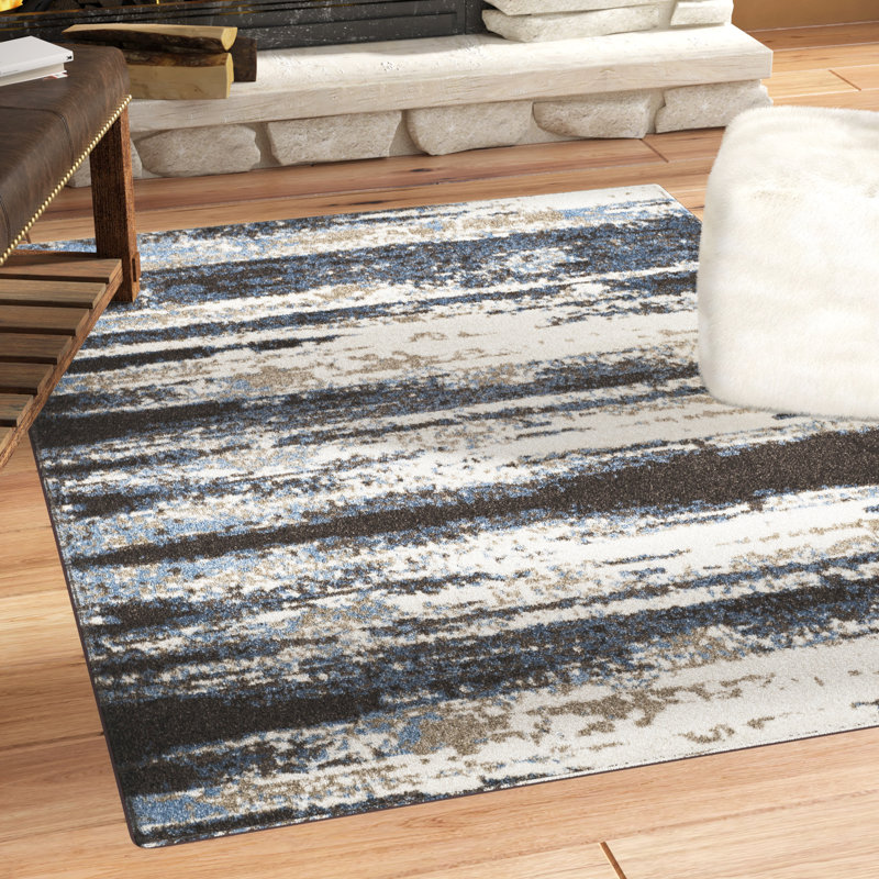 Loon Peak® San Jacinto Abstract Cream/Blue Area Rug & Reviews